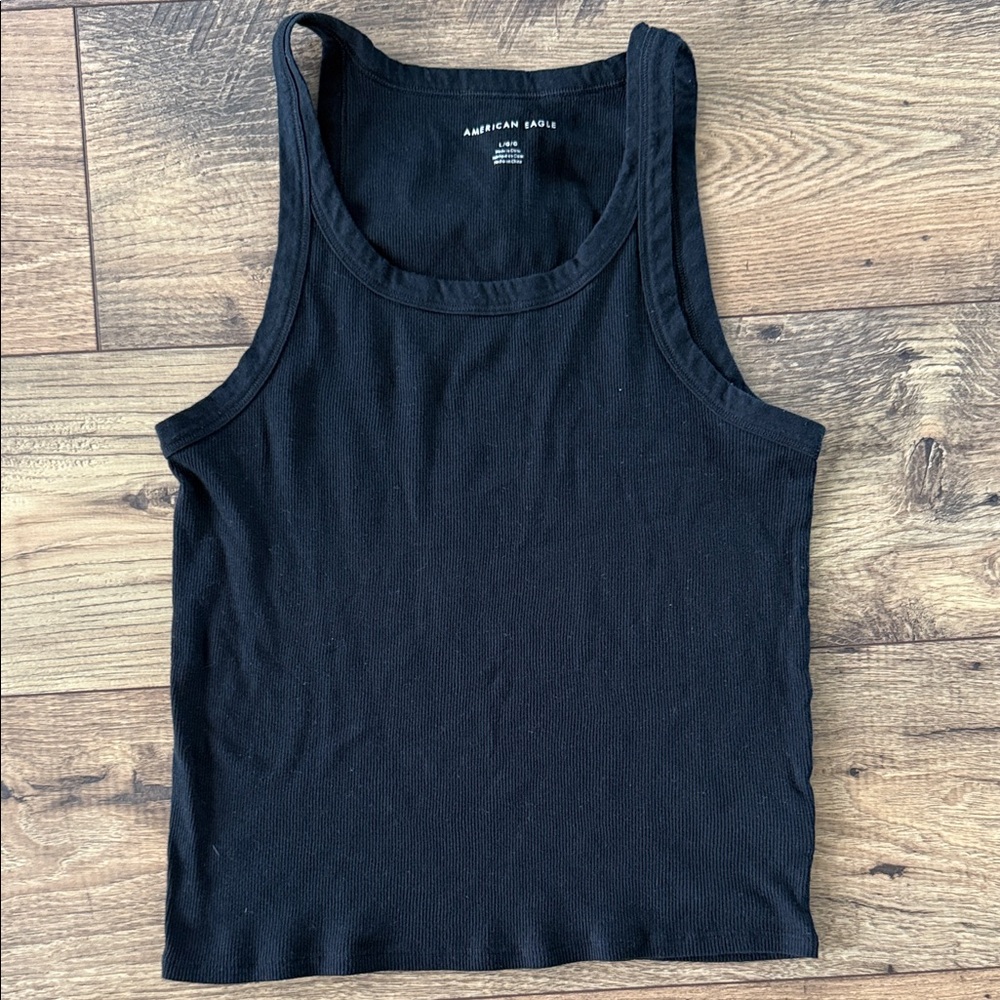 American Eagle Ribbed Black Tank
